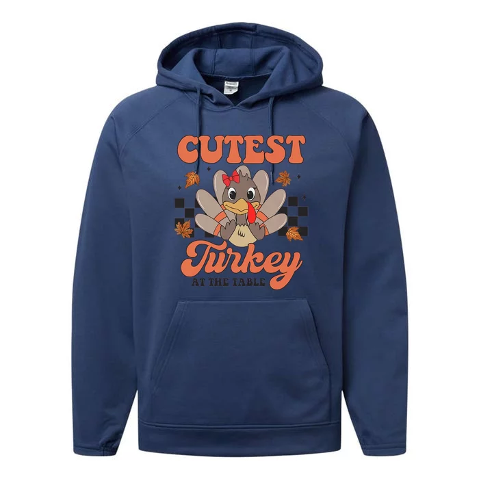 Girl Coolest Turkey Thanksgiving Performance Fleece Hoodie