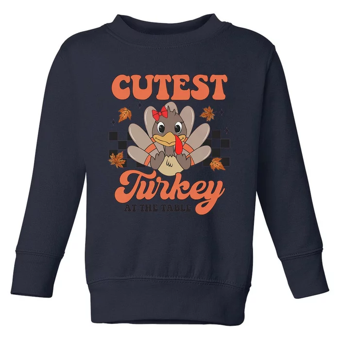 Girl Coolest Turkey Thanksgiving Toddler Sweatshirt