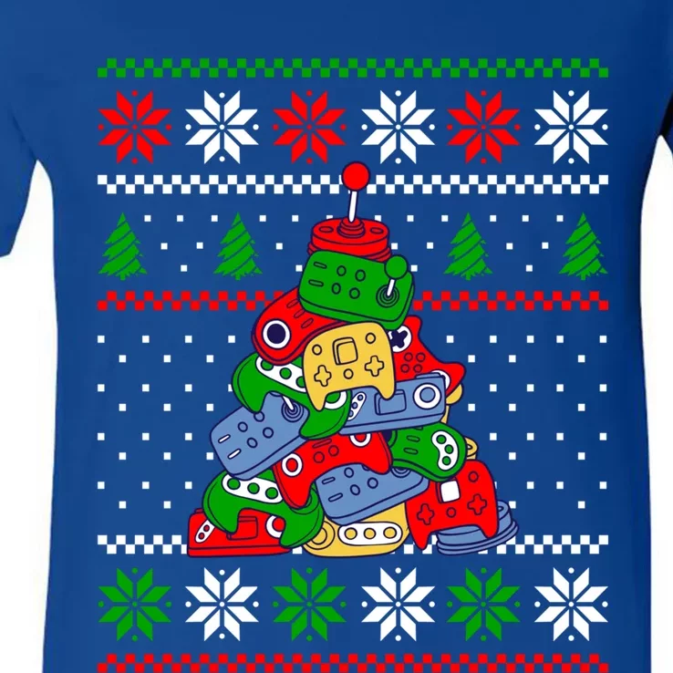 Gaming Christmas Tree Video Game Lover Funny Xmas Design Gift V-Neck T-Shirt