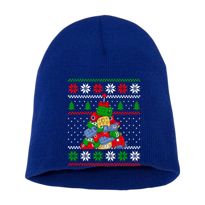 Gaming Christmas Tree Video Game Lover Funny Xmas Design Gift Short Acrylic Beanie