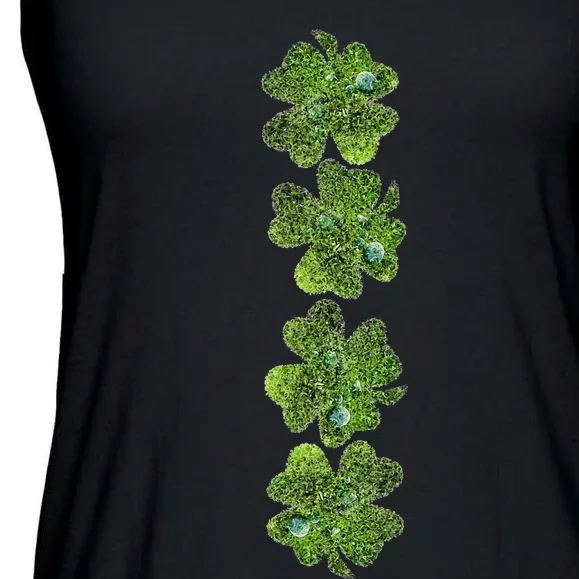 Green Clovers Tee Funny Irish Shamrock Saint Patrick's Day Ladies Essential Flowy Tank