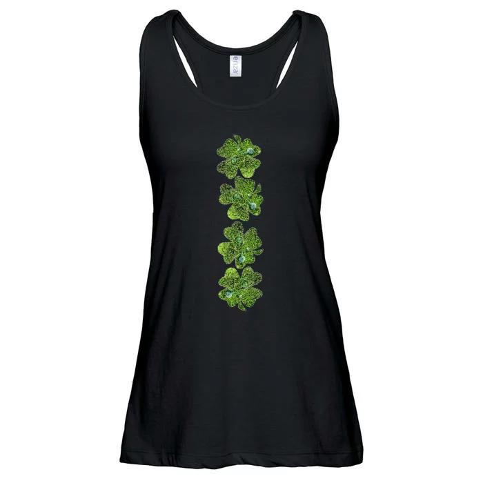 Green Clovers Tee Funny Irish Shamrock Saint Patrick's Day Ladies Essential Flowy Tank