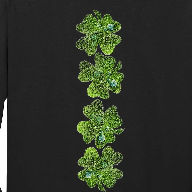 Green Clovers Tee Funny Irish Shamrock Saint Patrick's Day Tall Long Sleeve T-Shirt