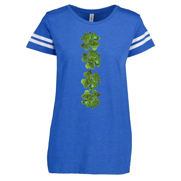 Green Clovers Tee Funny Irish Shamrock Saint Patrick's Day Enza Ladies Jersey Football T-Shirt