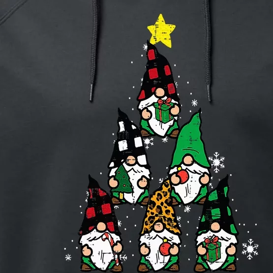 Gnomes Christmas Tree Funny Xmas Holidays Performance Fleece Hoodie