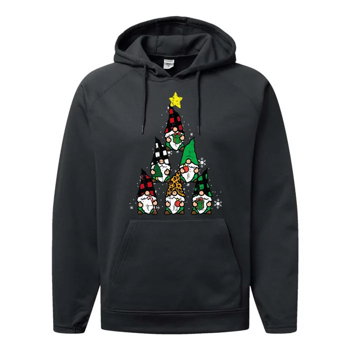 Gnomes Christmas Tree Funny Xmas Holidays Performance Fleece Hoodie