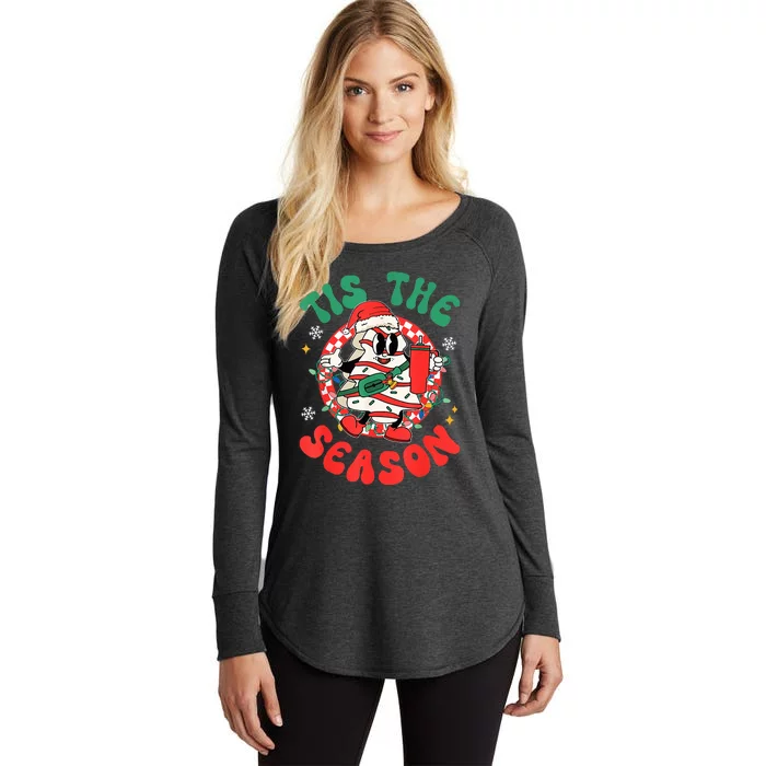 Groovy Christmas Tis The Season Christmas Tree Cakes Bougie Women's Perfect Tri Tunic Long Sleeve Shirt