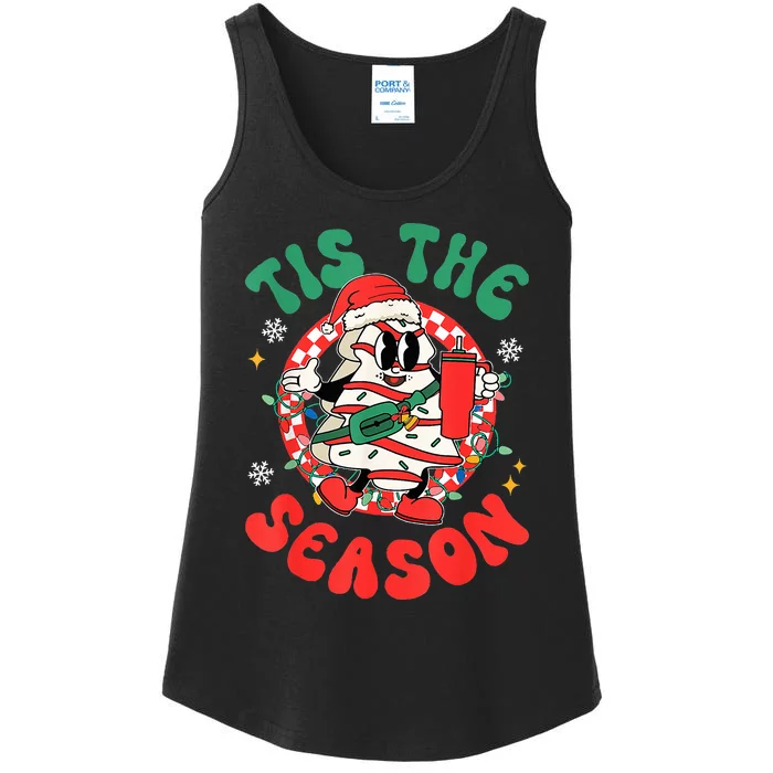 Groovy Christmas Tis The Season Christmas Tree Cakes Bougie Ladies Essential Tank