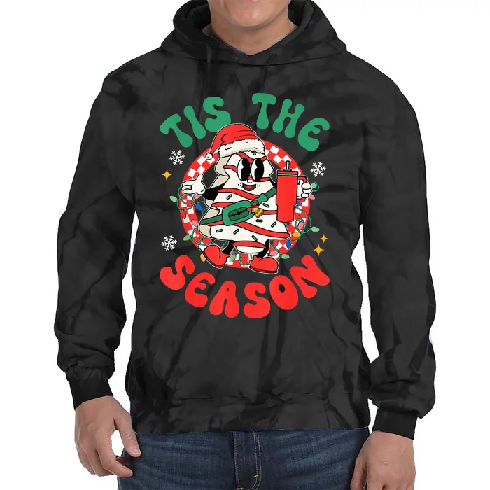 Groovy Christmas Tis The Season Christmas Tree Cakes Bougie Tie Dye Hoodie