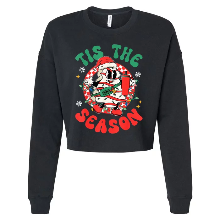 Groovy Christmas Tis The Season Christmas Tree Cakes Bougie Cropped Pullover Crew