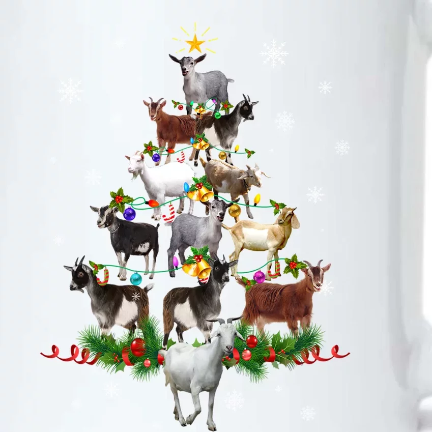 Goat Christmas Tree Lights Sweater Santa Goat Christmas Gift Black Color Changing Mug