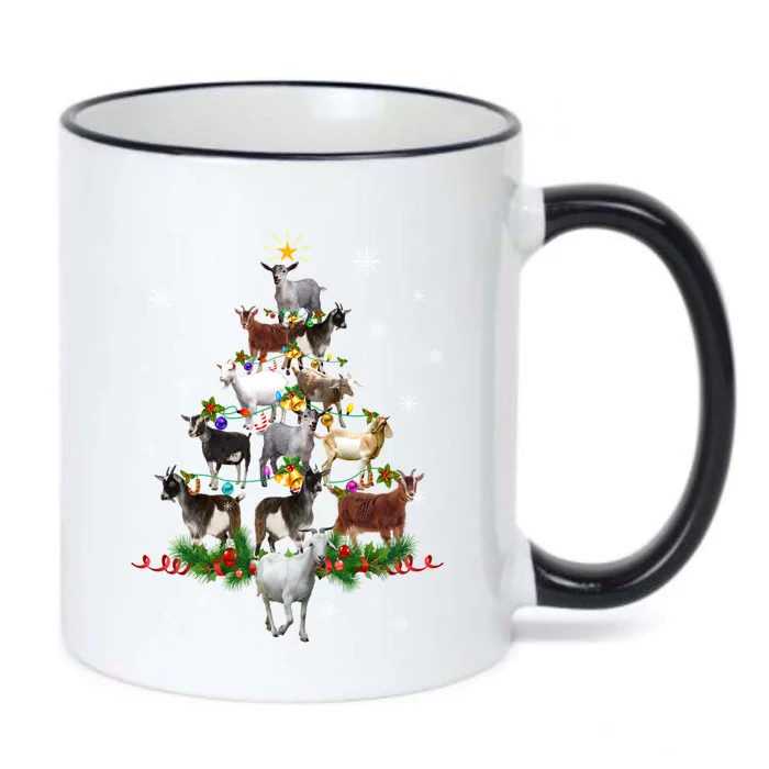 Goat Christmas Tree Lights Sweater Santa Goat Christmas Gift Black Color Changing Mug