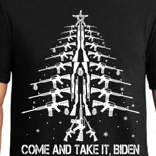 Guns Christmas Tree Come And Take It Biden Xmas Ugly Sweater Gift Pajama Set