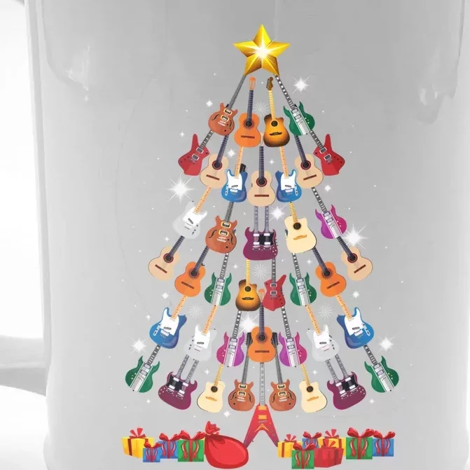 Guitar Christmas Tree Gift Funny Guitarist Merry Xmas Gift Meaningful Gift Front & Back Beer Stein