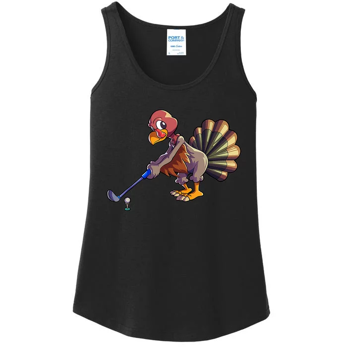 Golf Club Thanksgiving Boys Golfing Turkey Ladies Essential Tank