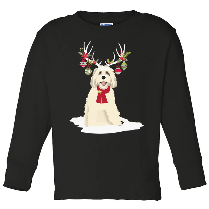 Goldendoodle Christmas Tree Light Pajama Dog Xmas Toddler Long Sleeve Shirt