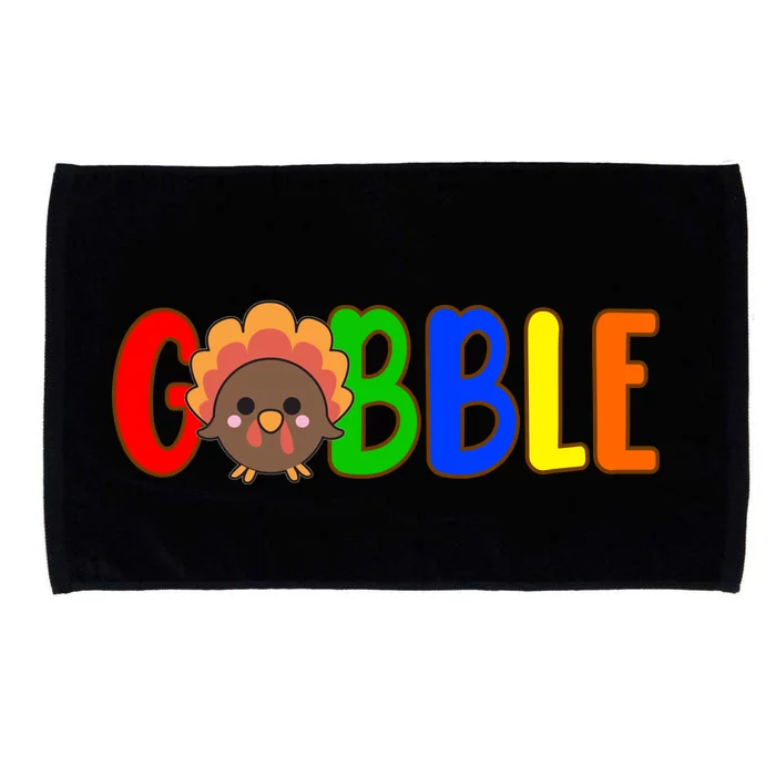 Gobble Colorful Turkey Thanksgiving Microfiber Hand Towel