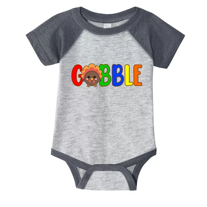 Gobble Colorful Turkey Thanksgiving Infant Baby Jersey Bodysuit