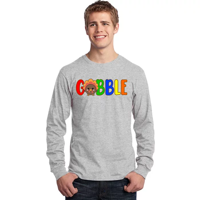 Gobble Colorful Turkey Thanksgiving Tall Long Sleeve T-Shirt