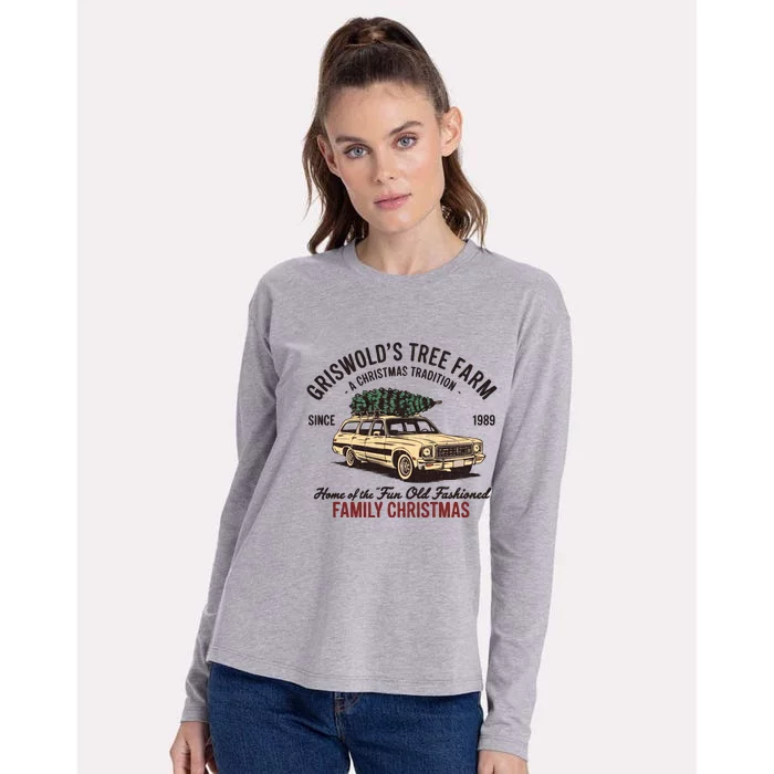 Griswold Christmas Tree Farm Vintage 1989 Classic Womens Cotton Relaxed Long Sleeve T-Shirt