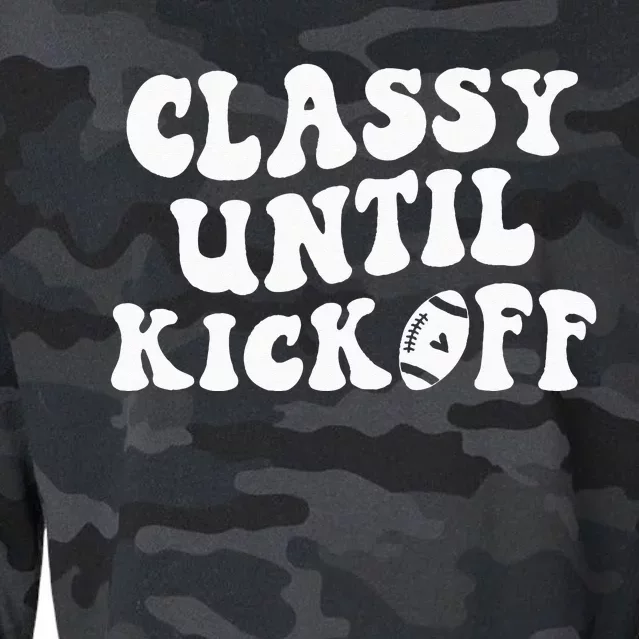 Groovy Classy Until Kickoff Funny Fantasy Football Cropped Pullover Crew