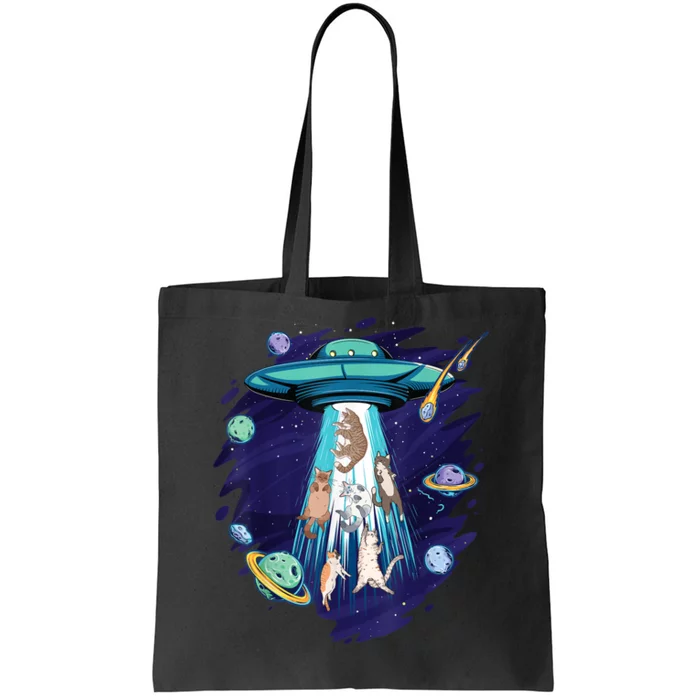 Galaxy Cats Ufo Planets Space Feline Animal Lover Pets Tote Bag