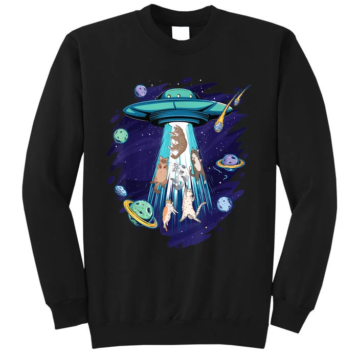 Galaxy Cats Ufo Planets Space Feline Animal Lover Pets Tall Sweatshirt