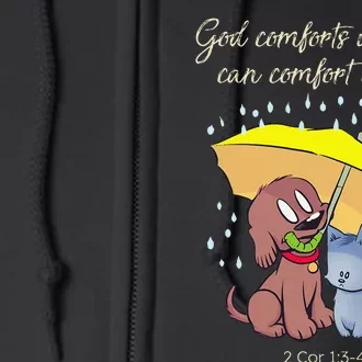 God Comforts Us Bible Verse Cute Dog Cat Full Zip Hoodie