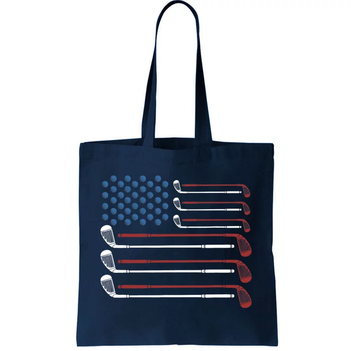 Golf Clubs USA Flag Red White And Blue Tote Bag