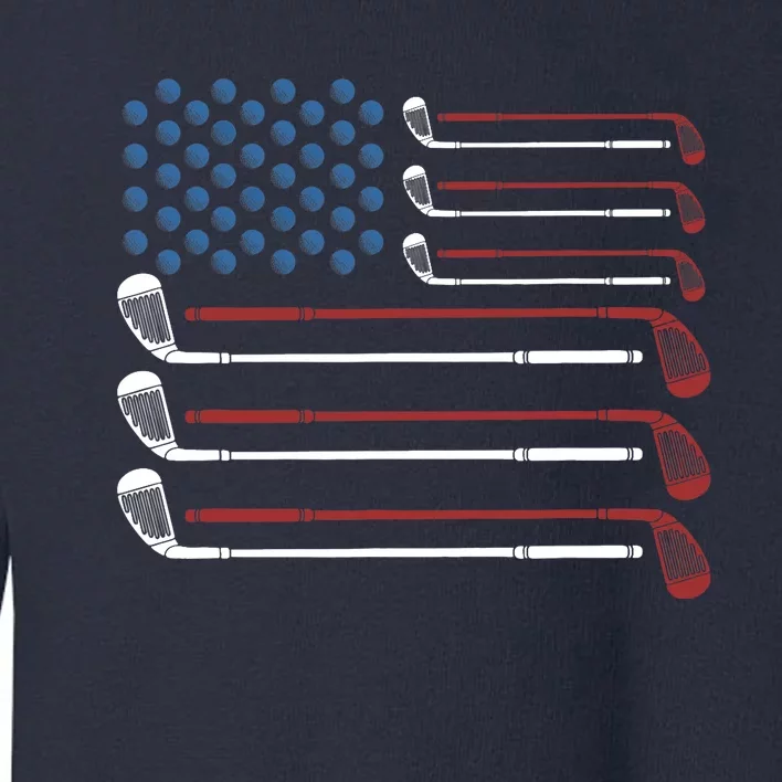 Golf Clubs USA Flag Red White And Blue Toddler Sweatshirt