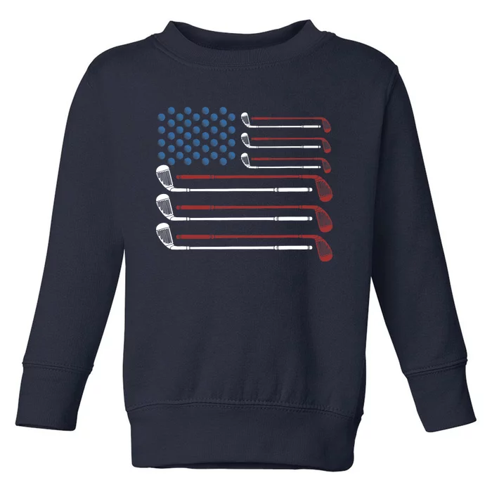 Golf Clubs USA Flag Red White And Blue Toddler Sweatshirt