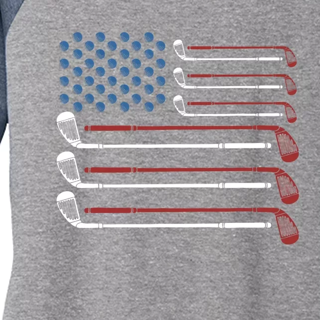 Golf Clubs USA Flag Red White And Blue Women's Tri-Blend 3/4-Sleeve Raglan Shirt