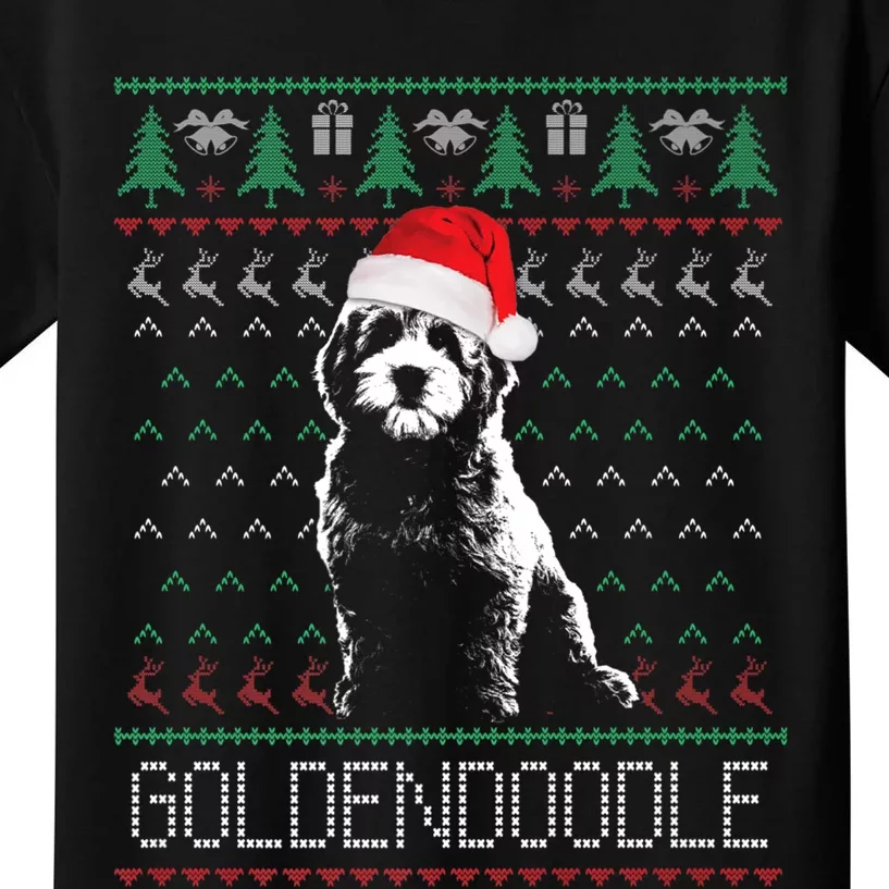 Goldendoodle Christmas Ugly Sweater Santa Dog Lover Funny Kids T-Shirt