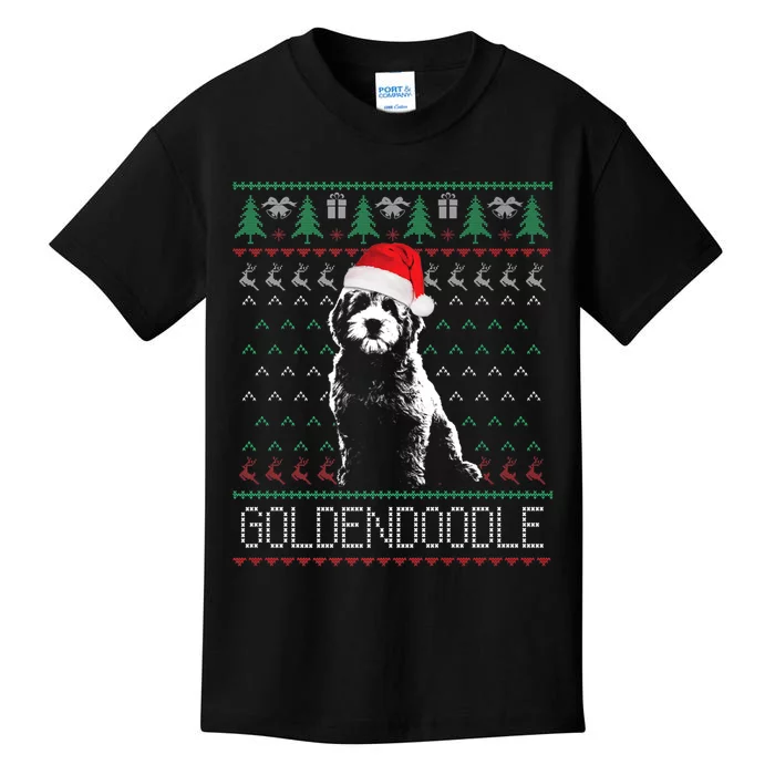 Goldendoodle Christmas Ugly Sweater Santa Dog Lover Funny Kids T-Shirt