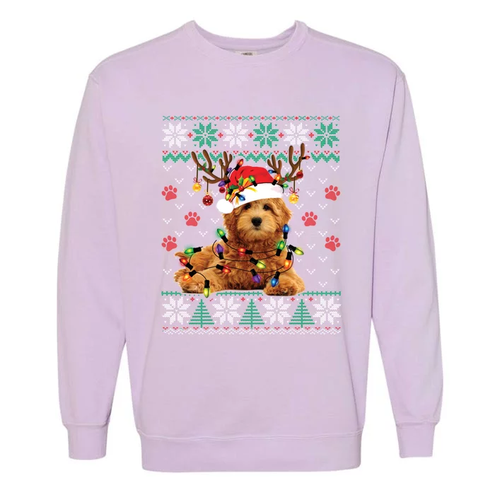 Goldendoodle Christmas Ugly Sweater Funny Dog Lover Xmas Gift Garment-Dyed Sweatshirt