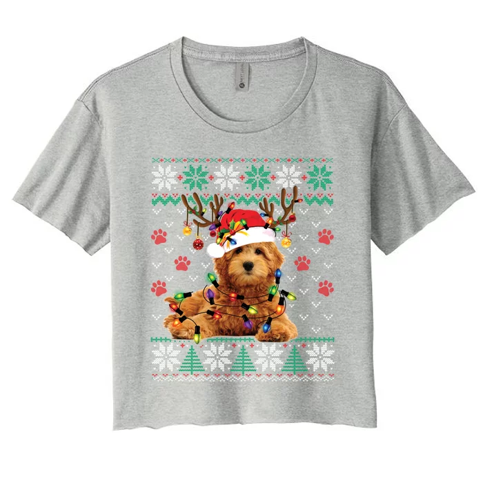 Goldendoodle Christmas Ugly Sweater Funny Dog Lover Xmas Great Gift Women's Crop Top Tee