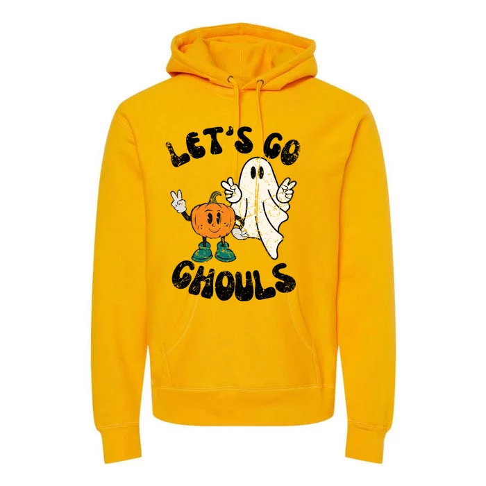 Groovy Cute Vintage Lets Go Ghouls Halloween Ghost Costume Gift Premium Hoodie