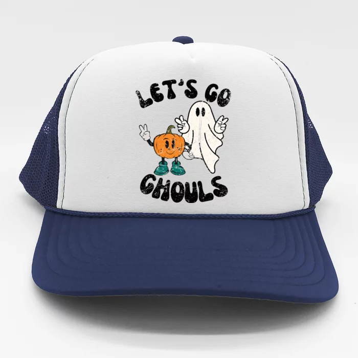 Groovy Cute Vintage Lets Go Ghouls Halloween Ghost Costume Gift Trucker Hat