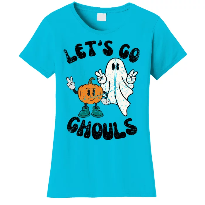 Groovy Cute Vintage Lets Go Ghouls Halloween Ghost Costume Gift Women's T-Shirt