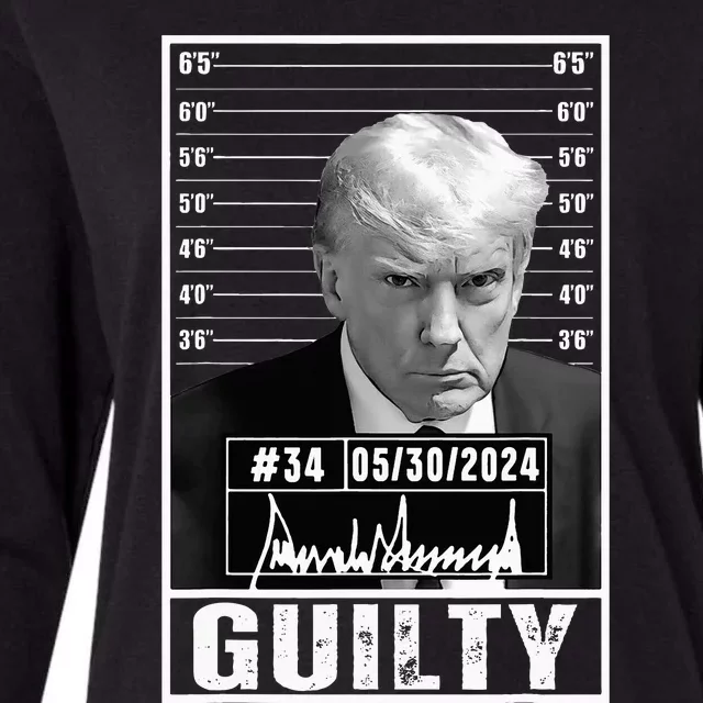 Guilty Conviction Verdict Donald Trump Mug Shot Jail Womens Cotton Relaxed Long Sleeve T-Shirt