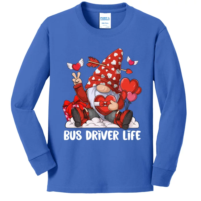 Gnome Couple Vanlentine Cute Bus Driver Life Gnome Cool Gift Kids Long Sleeve Shirt