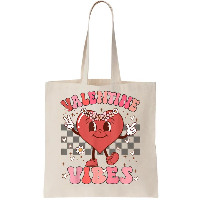 Groovy Checkered Valentine Vibes Valentines Day Tote Bag