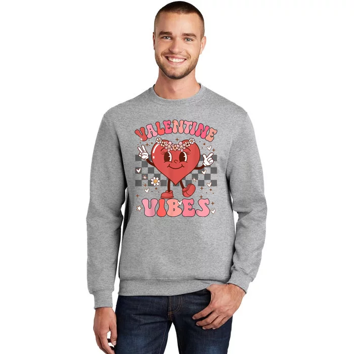 Groovy Checkered Valentine Vibes Valentines Day Tall Sweatshirt