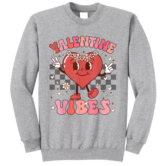 Groovy Checkered Valentine Vibes Valentines Day Tall Sweatshirt