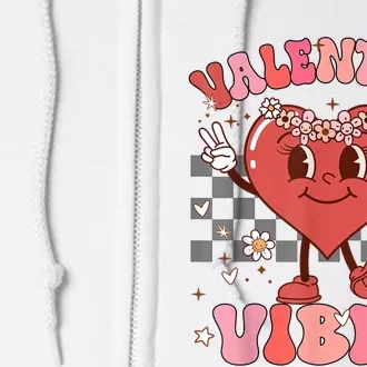 Groovy Checkered Valentine Vibes Valentines Day Full Zip Hoodie