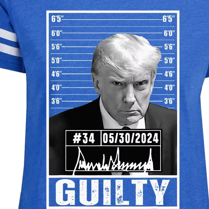 Guilty Conviction Verdict Donald Trump Mug Shot Jail Picture Enza Ladies Jersey Football T-Shirt