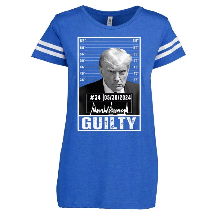 Guilty Conviction Verdict Donald Trump Mug Shot Jail Picture Enza Ladies Jersey Football T-Shirt