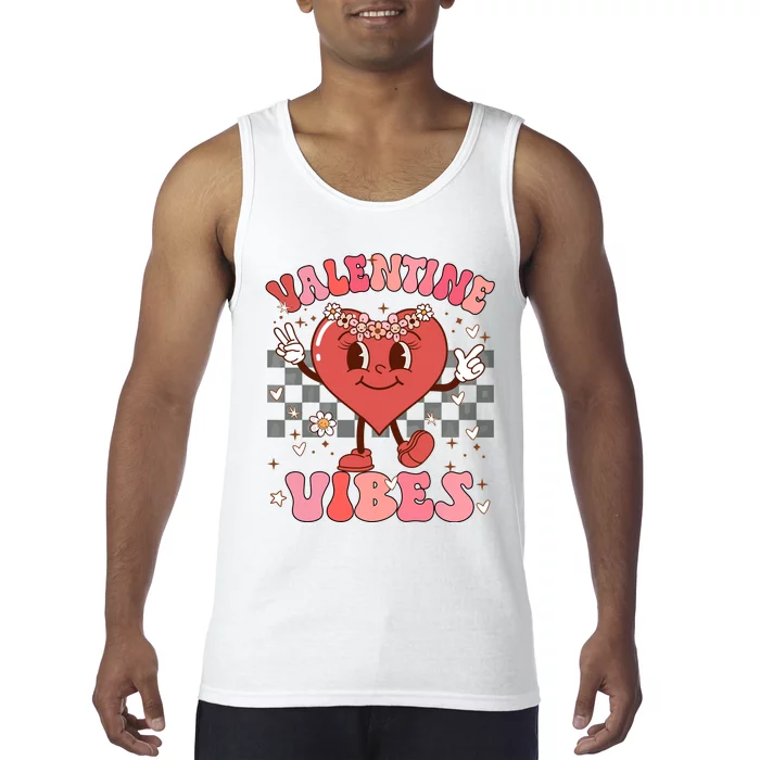 Groovy Checkered Valentine Vibes Valentines Day Tank Top