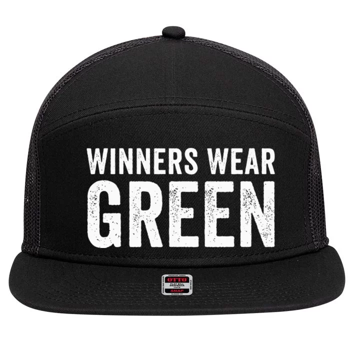 Green Color War Camp Team Game Competition Winners 7 Panel Mesh Trucker Snapback Hat