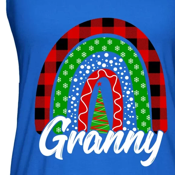 Granny Cute Xmas Rainbow Red Plaid Leopard Christmas Tree Gift Ladies Essential Flowy Tank